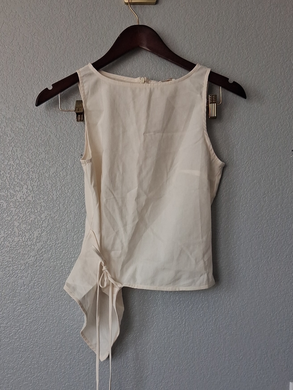 Sleeveless Cream Tie-Side Women's Top